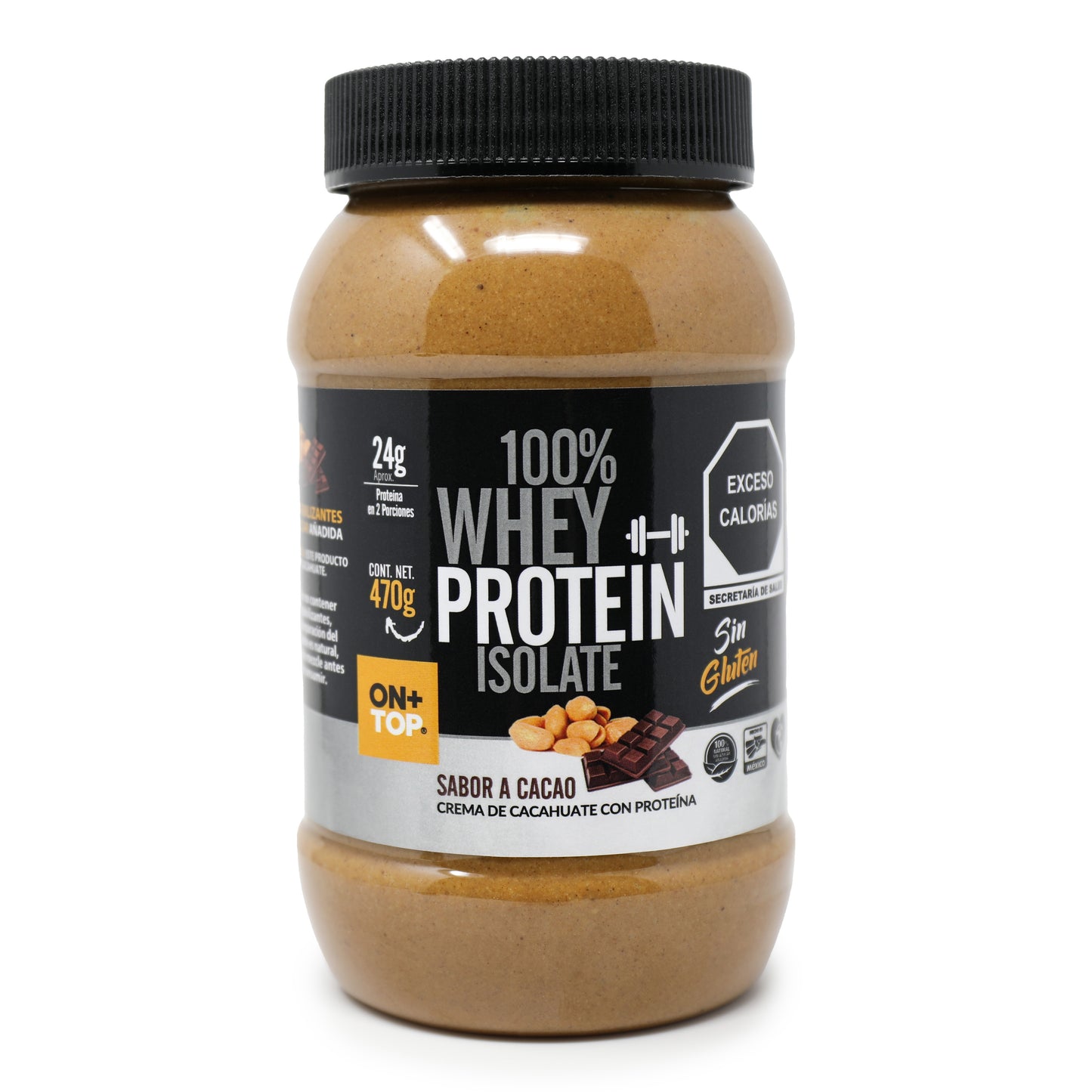 Crema de Cacahuate con Cacao + Whey Protein Isolate 470g.