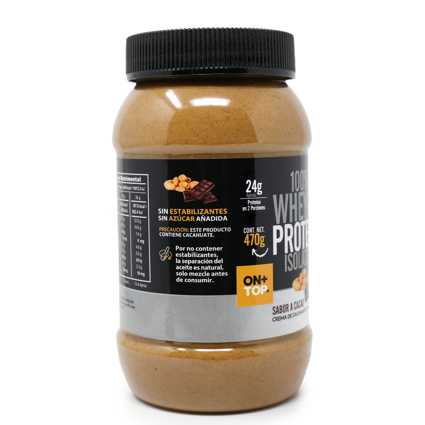 Crema de Cacahuate con Cacao + Whey Protein Isolate 470g.