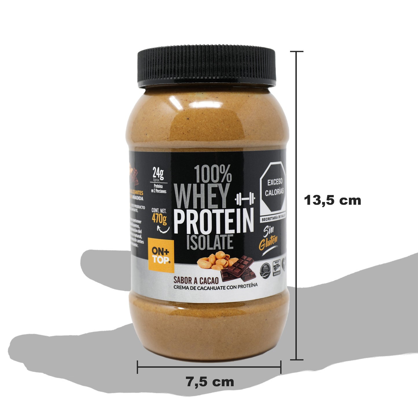 Crema de Cacahuate con Cacao + Whey Protein Isolate 470g.