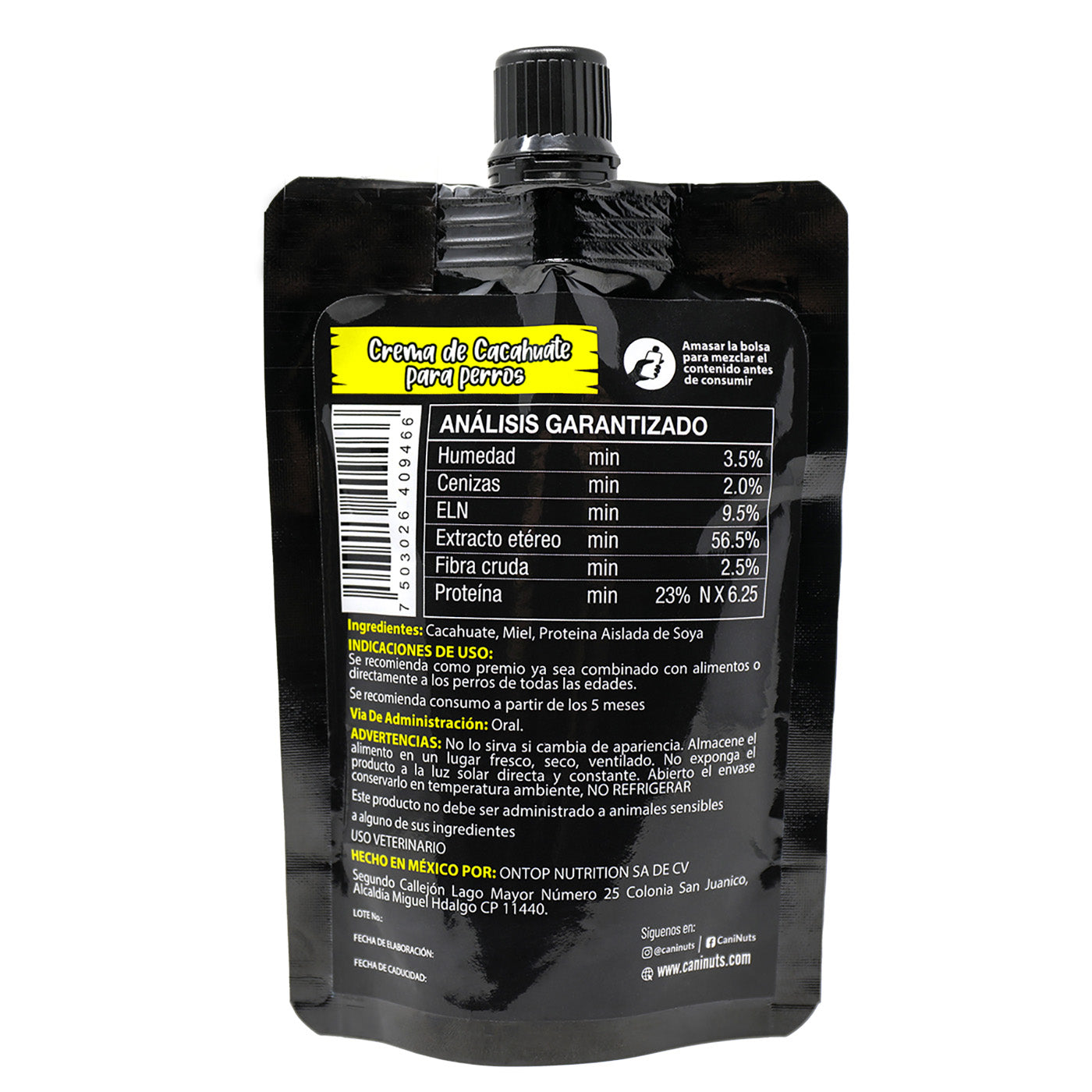 Crema de Cacahuate + Proteína para Perro Pouch 100g.