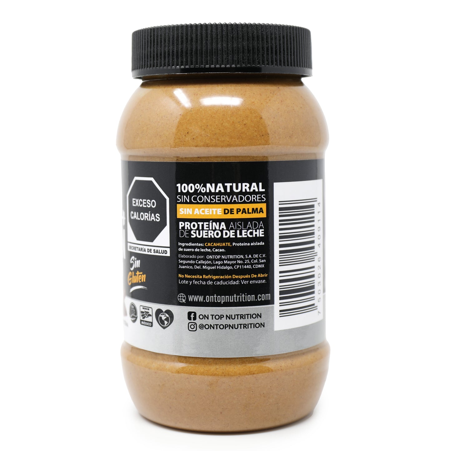 Crema de Cacahuate con Cacao + Whey Protein Isolate 470g.