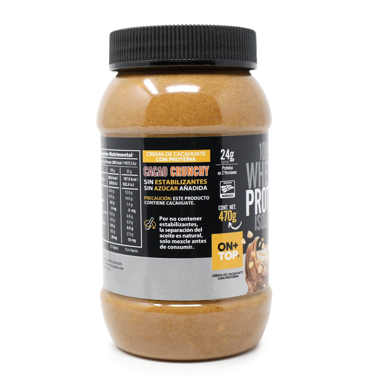 Crema De Cacahuate con Cacao Crunchy + Whey Protein Isolate 470g.