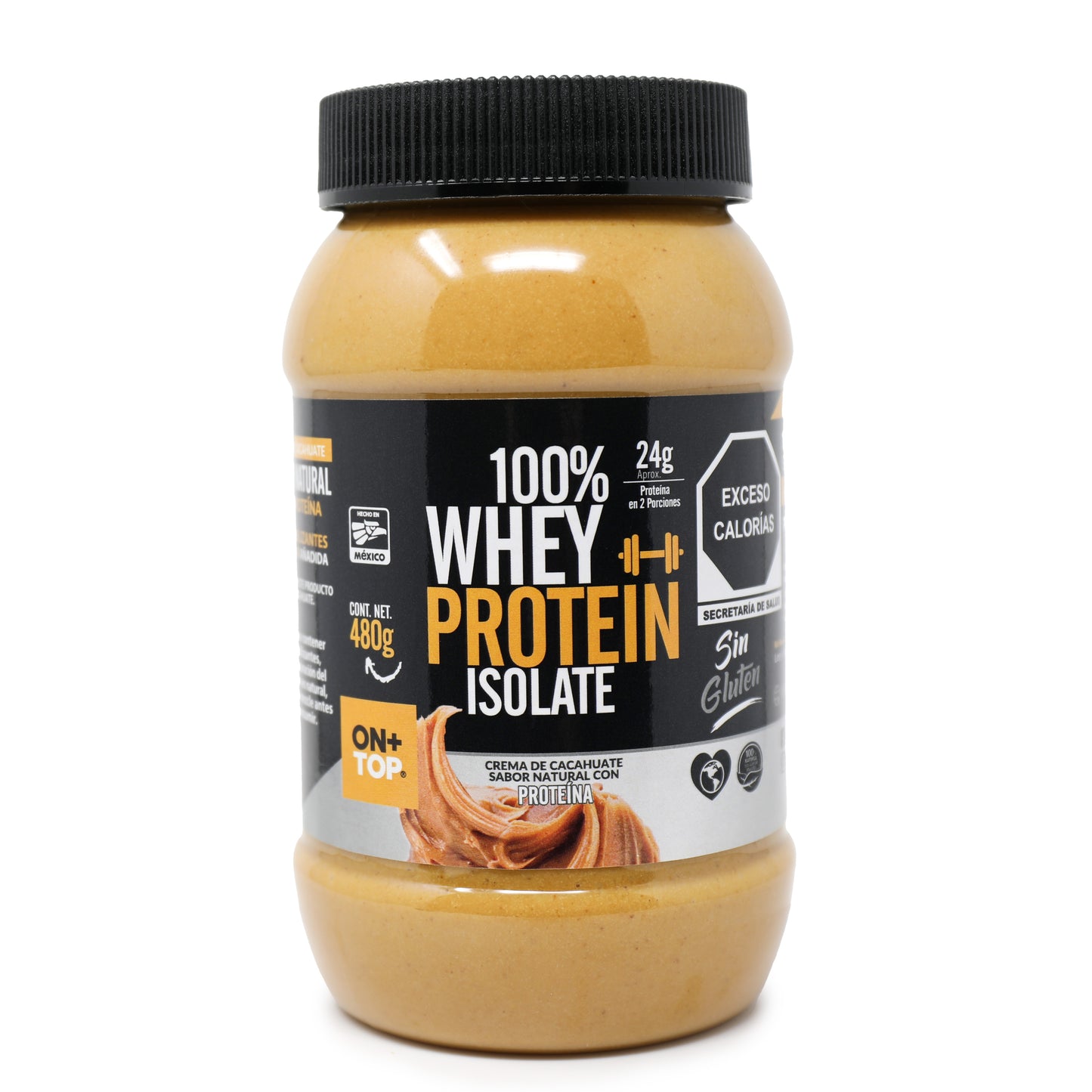 Crema De Cacahuate Natural + Whey Protein Isolate 480g.