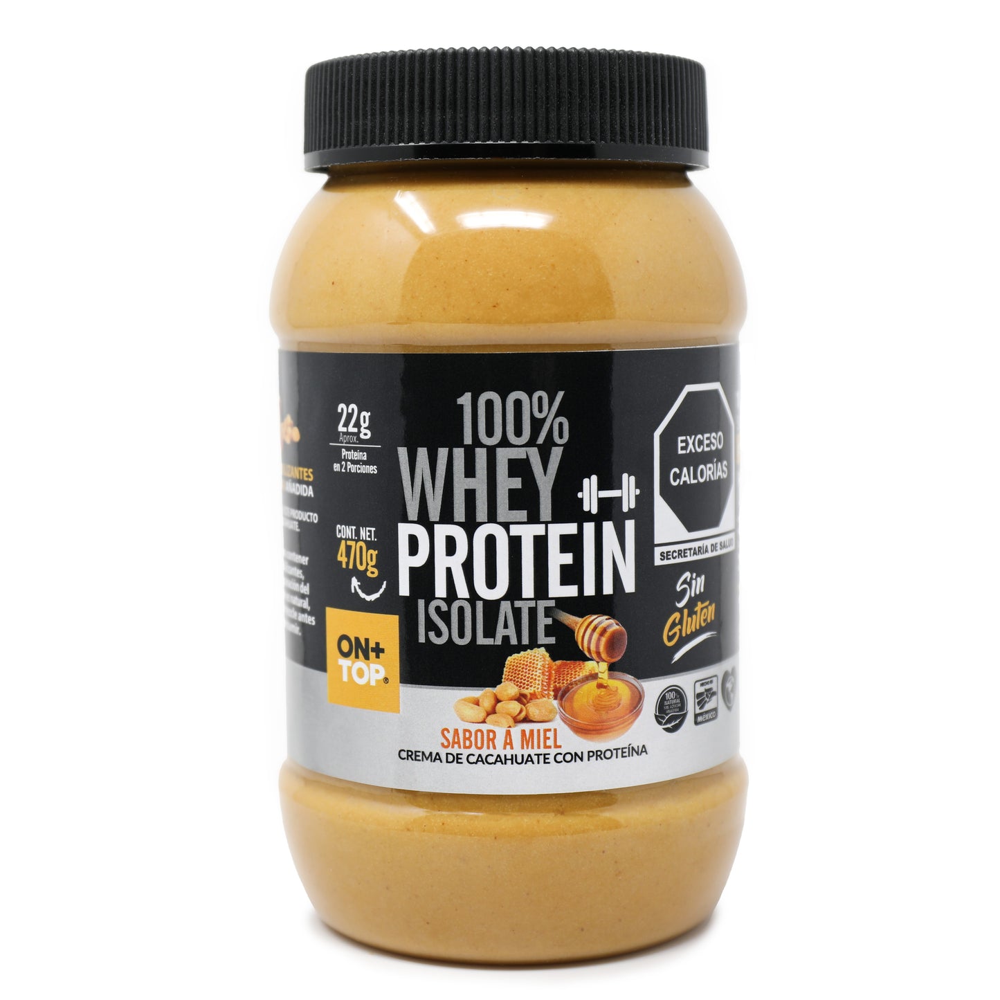 Crema De Cacahuate Con Miel + Whey Protein Isolate 470g.