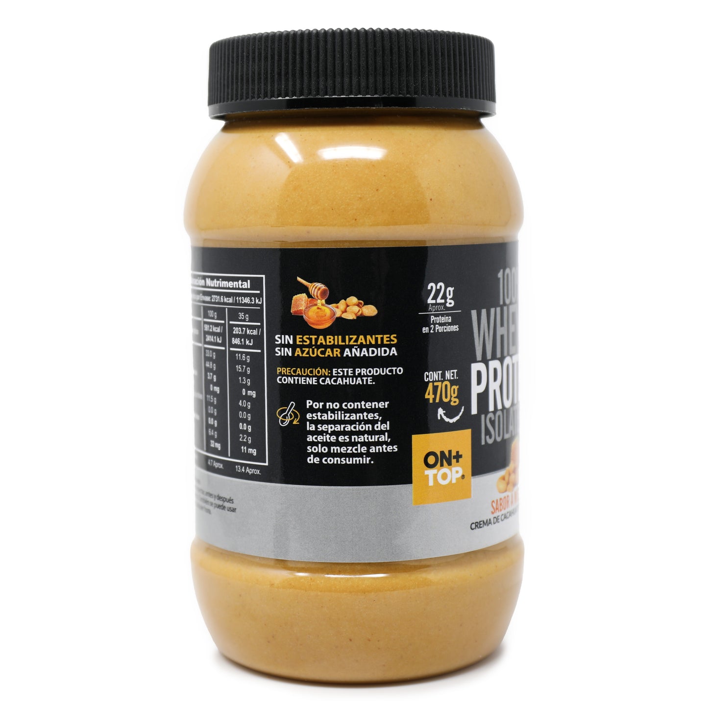 Crema De Cacahuate Con Miel + Whey Protein Isolate 470g.
