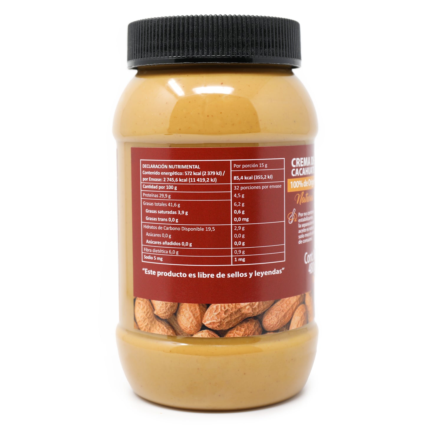 Crema de Cacahuate Natural 480g.