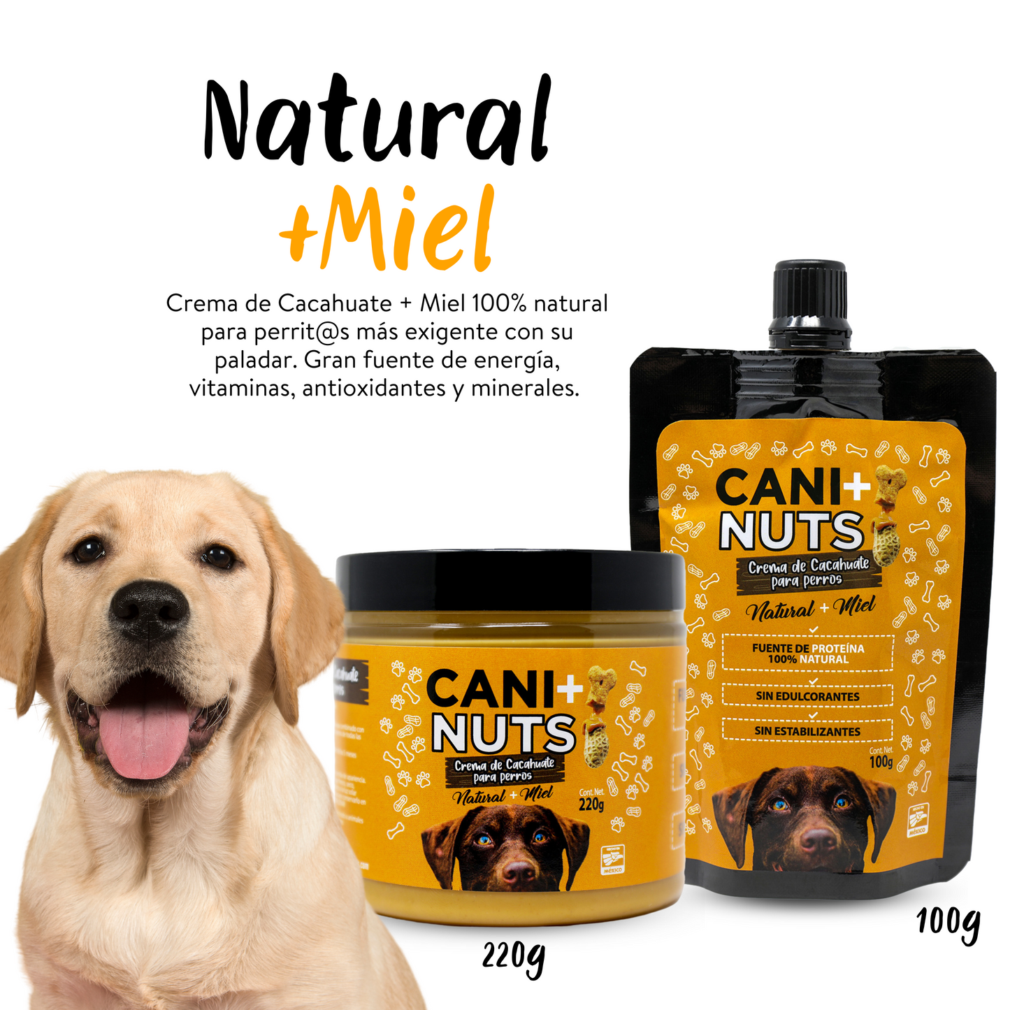 Crema de Cacahuate con Miel para Perro 220g.