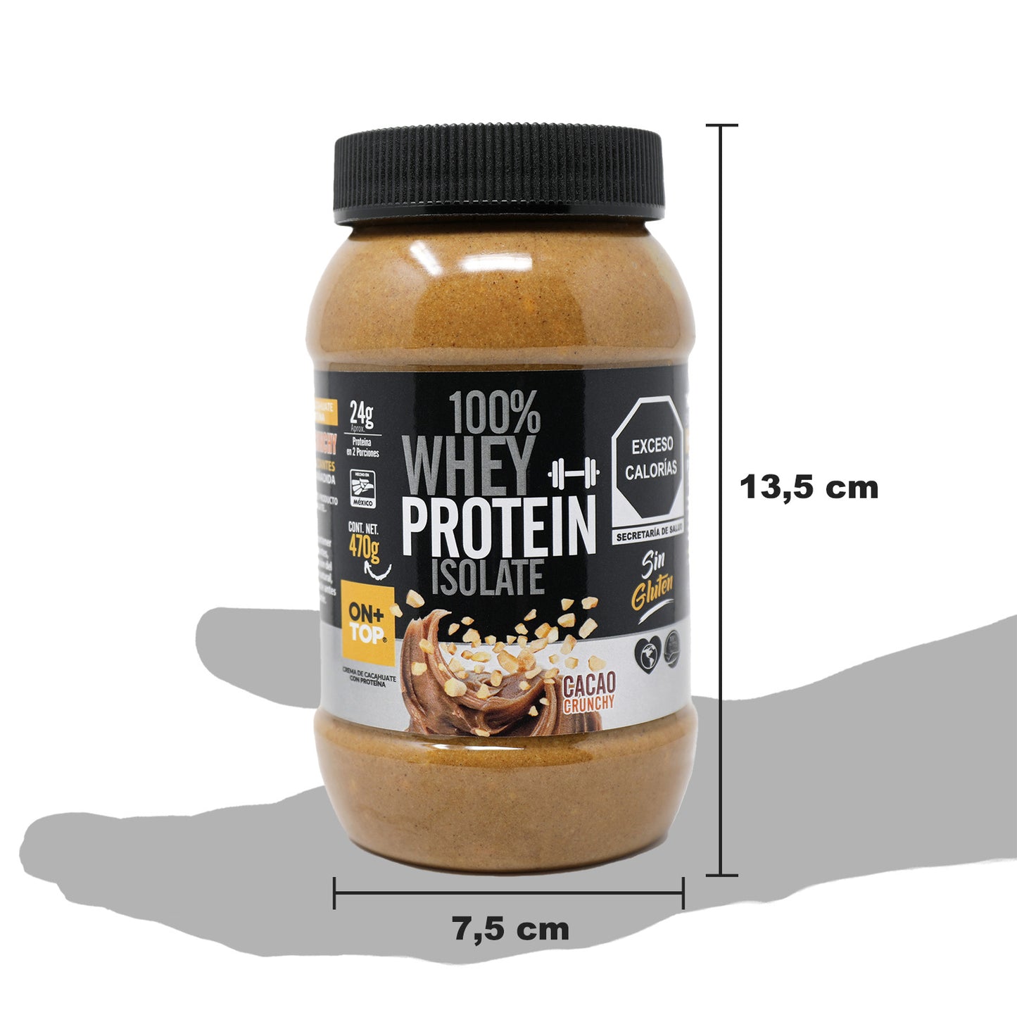 Crema De Cacahuate con Cacao Crunchy + Whey Protein Isolate 470g.