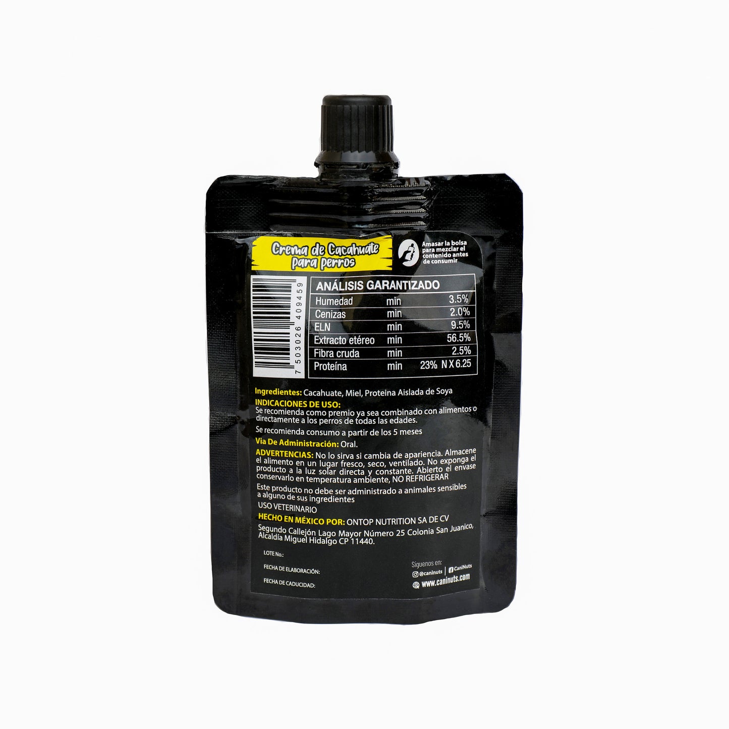Crema de Cacahuate + Proteína para Perro Pouch 60g.