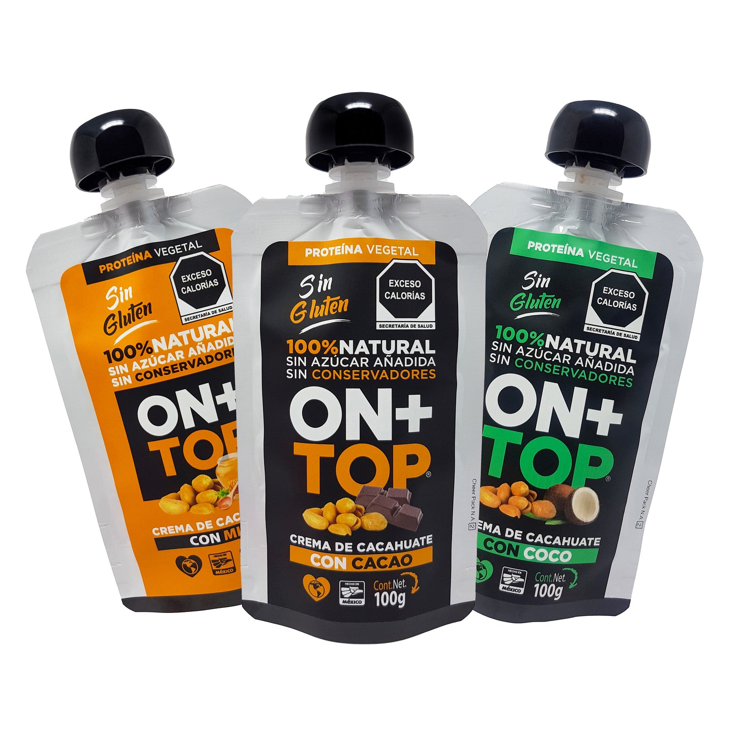 4 Pack Crema De Cacahuate Cacao Whey Protein Isolate + Pouch Mixtos.