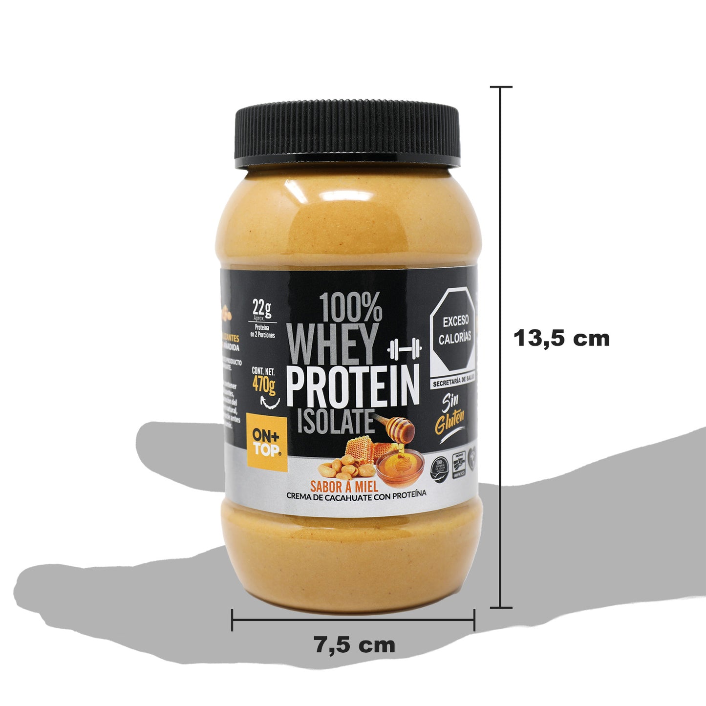 Crema De Cacahuate Con Miel + Whey Protein Isolate 470g.