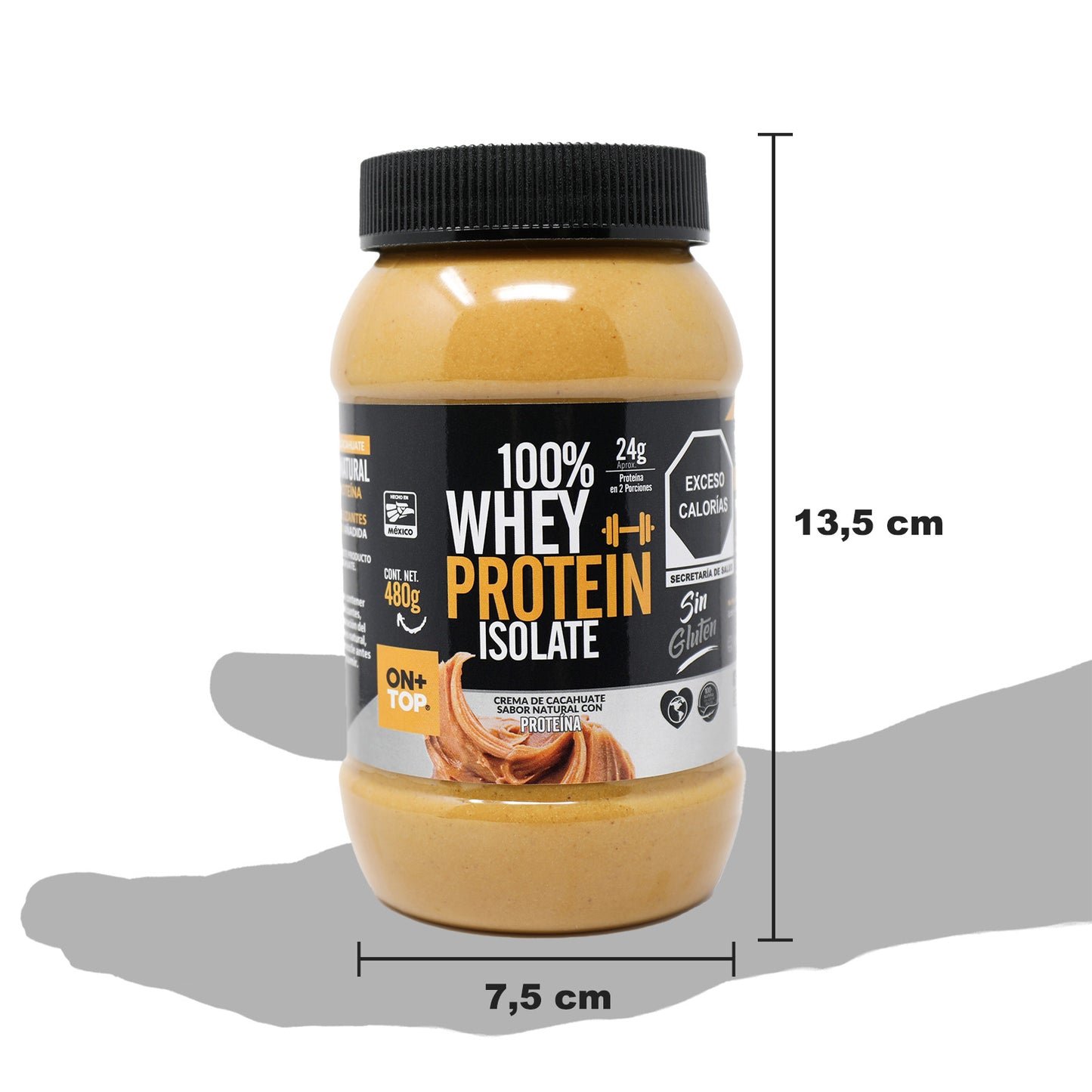 Crema De Cacahuate Natural + Whey Protein Isolate 480g.