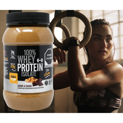 Crema de Cacahuate con Cacao + Whey Protein Isolate 470g.