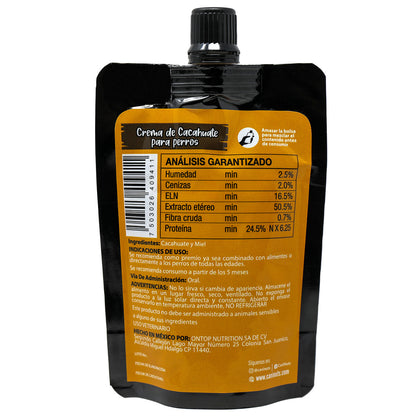 Crema de Cacahuate con Miel para Perro Pouch 100g.