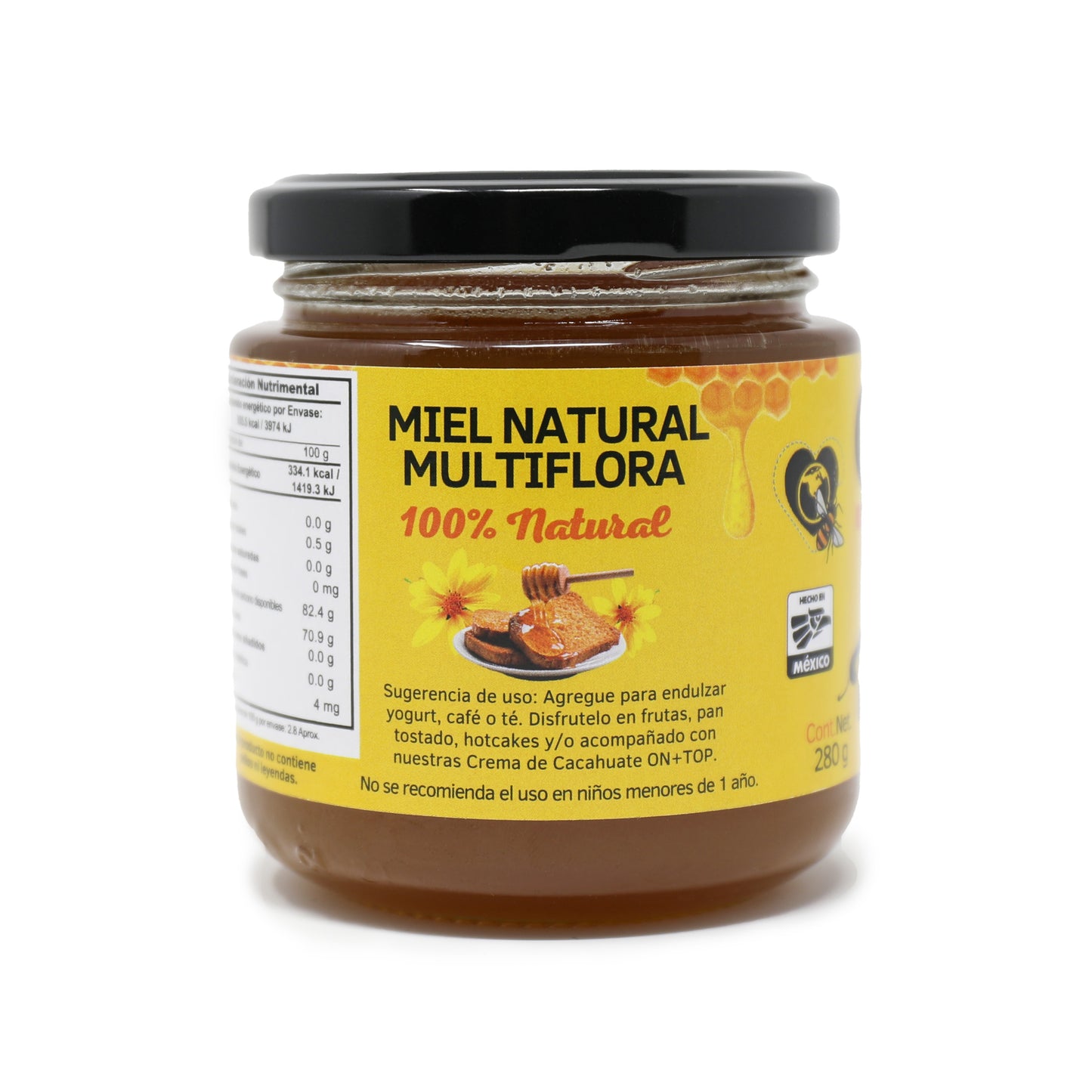 Miel De Abeja Natural Multiflora 280g + Cuchara De Regalo.