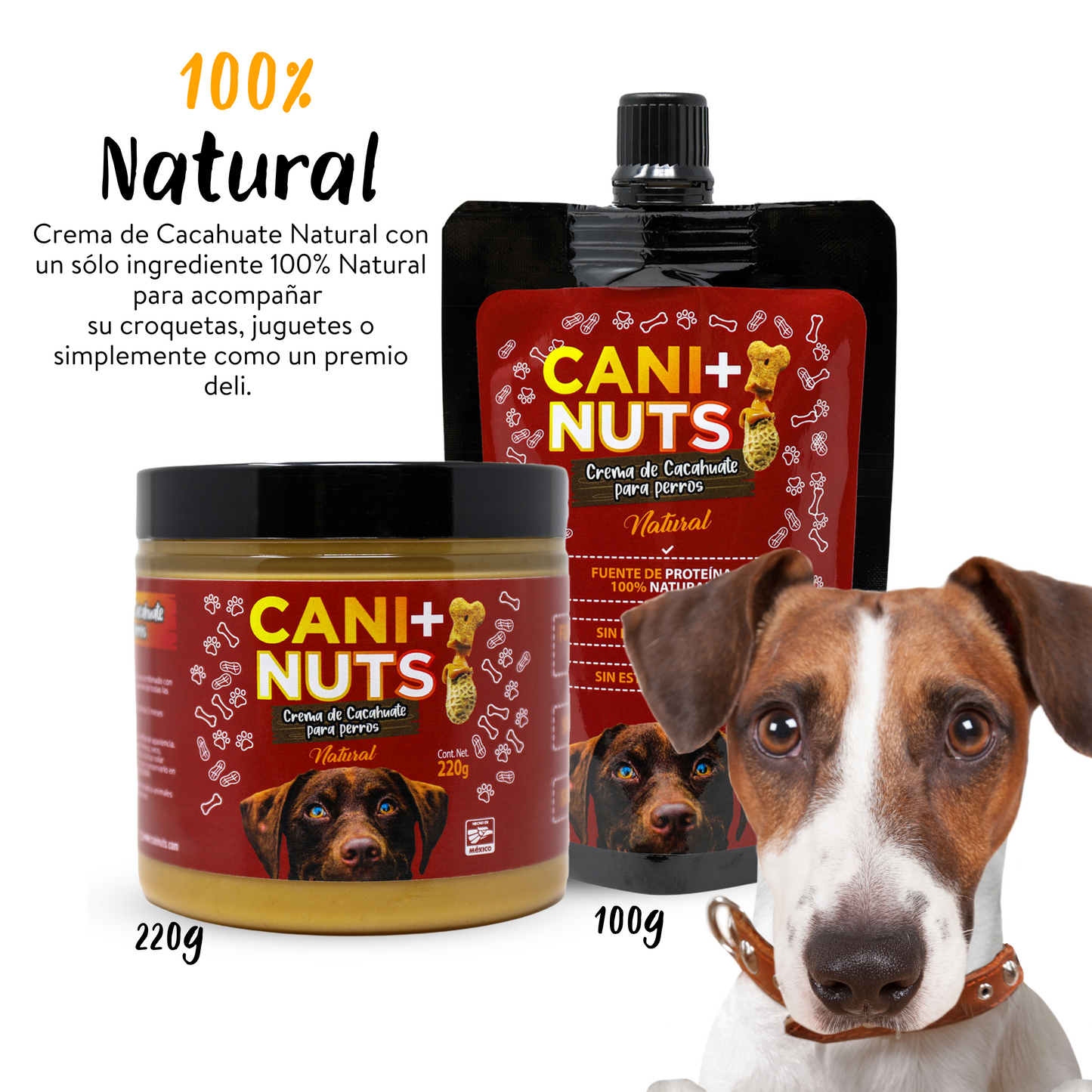 Crema de Cacahuate Natural para Perro 220g.