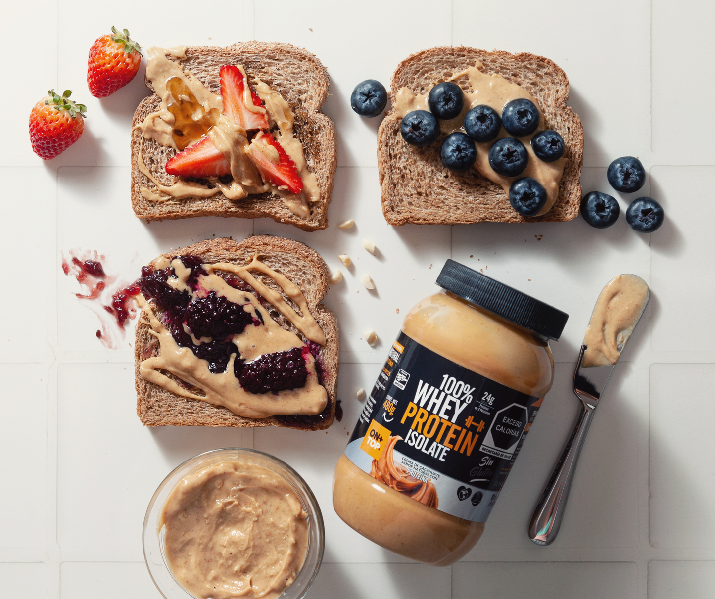 Crema De Cacahuate Natural + Whey Protein Isolate 480g.