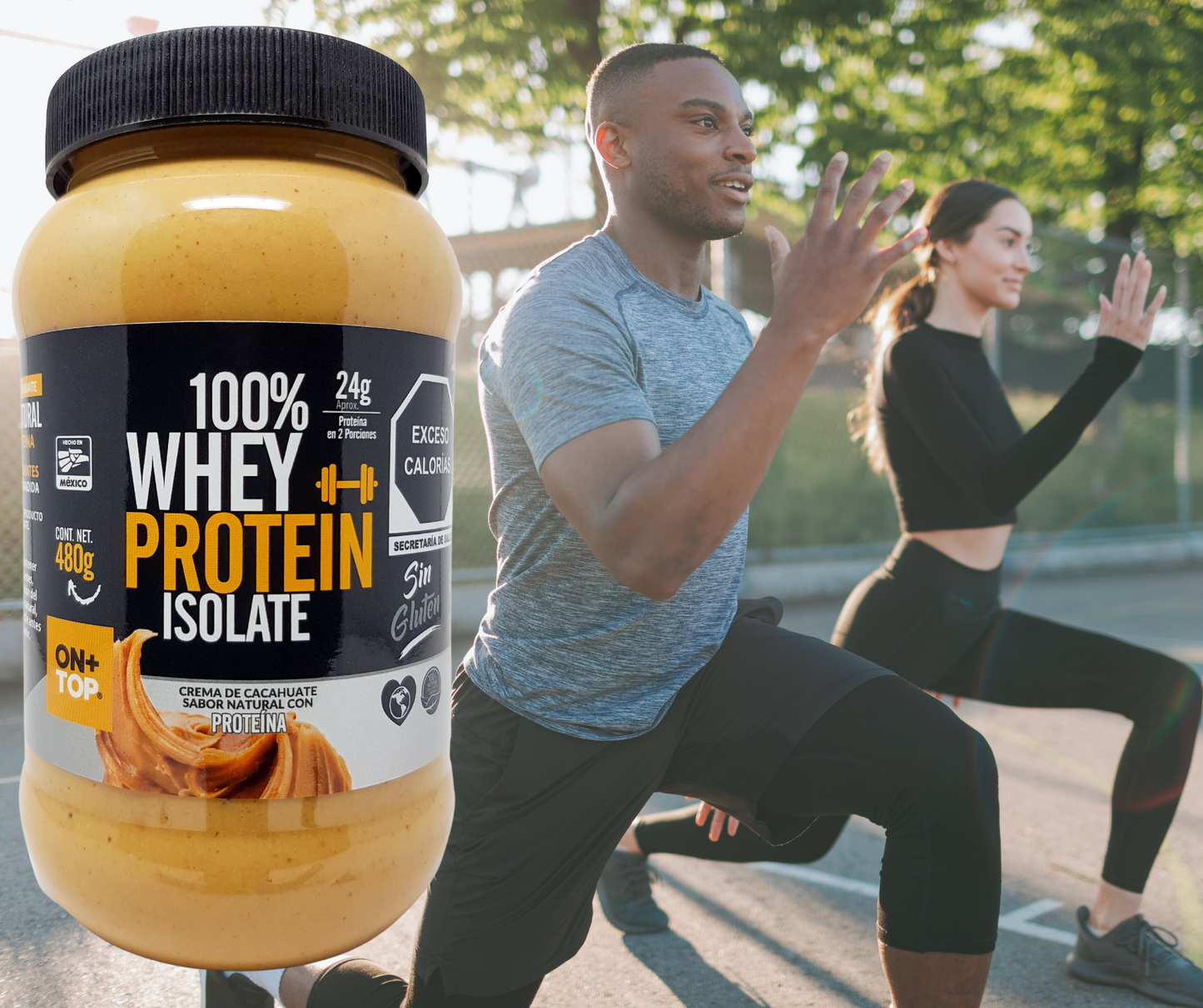 Crema De Cacahuate Natural + Whey Protein Isolate 480g.