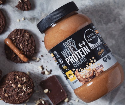 Crema De Cacahuate con Cacao Crunchy + Whey Protein Isolate 470g.