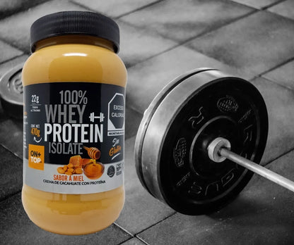 Crema De Cacahuate Con Miel + Whey Protein Isolate 470g.