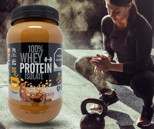 Crema De Cacahuate con Cacao Crunchy + Whey Protein Isolate 470g.