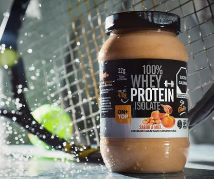 Crema De Cacahuate Con Miel + Whey Protein Isolate 470g.