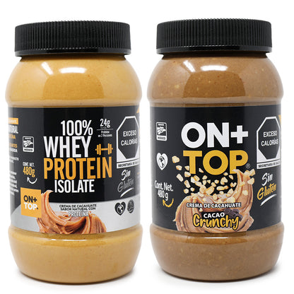 2 Pack Crema De Cacahuate Natural Whey Protein Isolate + Cacao Crunchy.
